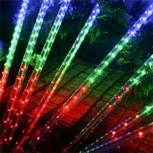 Instalatie de Craciun SIKS Tip Turturi Meteor, 80 cm, 8 Tuburi X 36 LED, 288 LED-uri, Fir Transparent, Lumina Multicolora