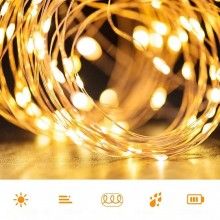 Instalatie De Craciun SIKS, Tub Luminos Solar, Energie Solara, 10 M, 100 LED, 8 Moduri, IP44 Rezistent La Apa, 4.5V, 6W, Alb ...