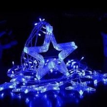 Instalatie Craciun, Perdea Lumini Led,3M,Interconectabila ,8 Programe, Stele Lumina Albastra