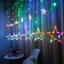 Instalatie Craciun, Perdea Lumini Led,3M,Interconectabila ,8 Programe, Stele Lumina Multicolora
