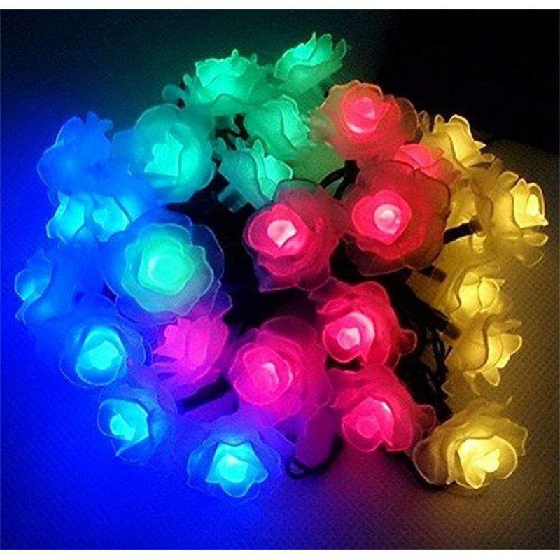 Ghirlanda Luminoasa SIKS Pentru Gradina Cu Incarcare Solara Solara Trandafiri, 50 Led-Uri, Lungime 5 M, Ip44, Multicolora