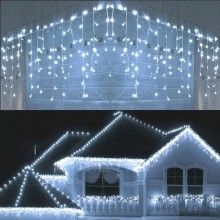 Instalatie Craciun Turturi SIKS, 5 M, 120 Led-uri, 8 Jocuri De Lumini, Franjuri, Exterior/Interior, Alb Rece