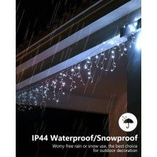 Instalatie Craciun Turturi SIKS, 5 M, 120 Led-uri, 8 Jocuri De Lumini, Franjuri, Exterior/Interior, Alb Rece