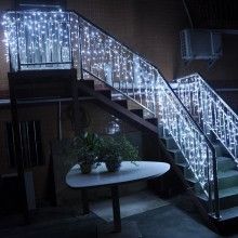Instalatie Craciun Turturi SIKS, 5 M, 120 Led-uri, 8 Jocuri De Lumini, Franjuri, Exterior/Interior, Alb Rece