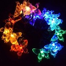 Ghirlanda Luminoasa SIKS Pentru Gradina Cu Incarcare Solara Solara Fluturasi, 50 Led-Uri, Lungime 5 M, Ip44, Multicolora