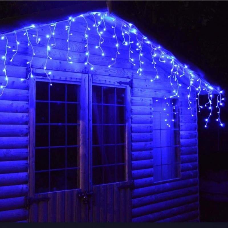 Instalatie Craciun Turturi SIKS, 5 M, 120 Led-uri, 8 Jocuri De Lumini, Exterior/Interior, Fir Alb, Albastru