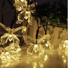 Ghirlanda Luminoasa SIKS Pentru Gradina Cu Incarcare Solara Solara Fluturasi, 50 Led-Uri, Lungime 5 M, Ip44, Alb cald