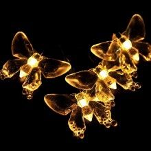 Ghirlanda Luminoasa SIKS Pentru Gradina Cu Incarcare Solara Solara Fluturasi, 50 Led-Uri, Lungime 5 M, Ip44, Alb cald
