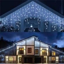 Instalatie Craciun Turturi, 8 M, 200 Led-uri, 8 Jocuri De Lumini, Exterior/Interior, Alb Rece