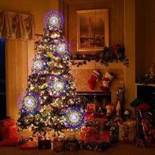 Instalatie De Craciun 5 SIKS, Tip Focuri De Artificii Decorative, Incarcare Panou Solar, 500 Led, 8 Moduri De Iluminare, Lung...
