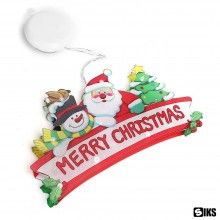 Decoratiune Geam “Merry Christmas” SIKS, 20 LED-uri, Alimentare Baterii, 25x50 CM