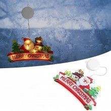 Decoratiune Geam “Merry Christmas” SIKS, 20 LED-uri, Alimentare Baterii, 25x50 CM