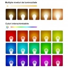 Bec LED Smart RGB SIKS P3, Wi-Fi, E27, 10W, 800 lm, Lumina Alba Si Colorata, Control Vocal, Compatibil Google Assistant, Amaz... Bec LED Smart RGB SIKS P3, Wi-Fi, E27, 10W, 800 lm, Lumina Alba Si Colorata, Control Vocal, Compatibil Google Assistant, Amaz...