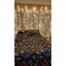 Instalatie luminoasa SIKS tip perdea, 3M × 2M, conectare usb, 8 jocuri de lumini, pentru interior, Telecomanda Inclusa, Alb cald