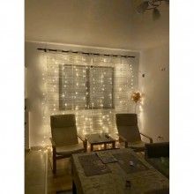 Instalatie luminoasa SIKS tip perdea, 3M × 2M, conectare usb, 8 jocuri de lumini, pentru interior, Telecomanda Inclusa, Alb cald