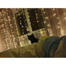 Instalatie luminoasa SIKS tip perdea, 3M × 2M, conectare usb, 8 jocuri de lumini, pentru interior, Telecomanda Inclusa, Alb cald