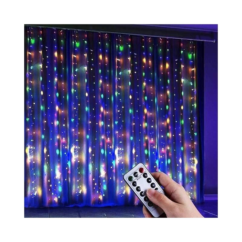 Instalatie luminoasa SIKS tip perdea, 3M × 3M, conectare usb, 8 jocuri de lumini, pentru interior, Telecomanda Inclusa, lumin... Instalatie luminoasa SIKS tip perdea, 3M × 3M, conectare usb, 8 jocuri de lumini, pentru interior, Telecomanda Inclusa, lumin...