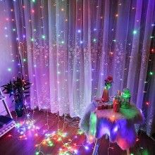 Instalatie luminoasa SIKS tip perdea, 3M × 3M, conectare usb, 8 jocuri de lumini, pentru interior, Telecomanda Inclusa, lumin...
