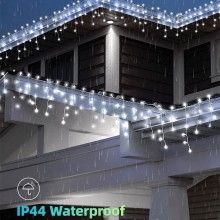 Instalatie Craciun Turturi SIKS, Ghirlanda Curgatoare, 10 m, 250 LED-uri, 8 Jocuri de Lumini, Franjuri, Exterior/Interior, Fi...