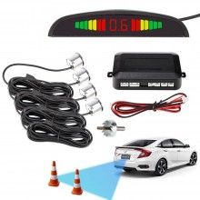 Senzori de Parcare Auto EDAR cu 4 Receptori, Display LED, Avertizare Sonora, Luminoasa, Metrica, Alb