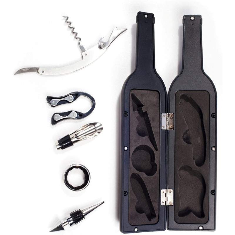 Set Cadou EDAR, Accesorii Vin, 6 Piese Incluse, Ambalaj Sticla De Vin, Negru Set Cadou EDAR, Accesorii Vin, 6 Piese Incluse, Ambalaj Sticla De Vin, Negru