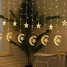 Instalatie Craciun, Perdea Lumini LED, Luna Si Stele Lumina Calda, 3M, Interconectabila, 8 Programe Instalatie Craciun, Perdea Lumini LED, Luna Si Stele Lumina Calda, 3M, Interconectabila, 8 Programe