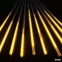Instalatie de Craciun EDAR, Turturi Luminosi tip Meteori, 8 x 80 cm, Fir Transparent, Lumina Alb Cald, 288 LED-uri