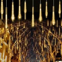 Instalatie de Craciun EDAR, Turturi Luminosi tip Meteori, 8 x 80 cm, Fir Transparent, Lumina Alb Cald, 288 LED-uri Instalatie de Craciun EDAR, Turturi Luminosi tip Meteori, 8 x 80 cm, Fir Transparent, Lumina Alb Cald, 288 LED-uri