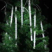 Instalatie de Craciun EDAR, Turturi Luminosi tip Meteori, 8 x 80 cm, Fir Transparent, Lumina Alb Rece, 288 LED-uri