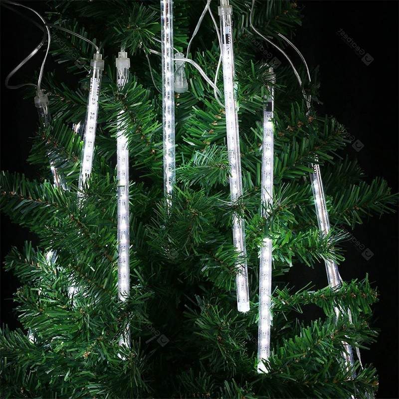 Instalatie de Craciun EDAR, Turturi Luminosi tip Meteori, 8 x 80 cm, Fir Transparent, Lumina Alb Rece, 288 LED-uri