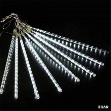 Instalatie de Craciun EDAR, Turturi Luminosi tip Meteori, 8 x 80 cm, Fir Transparent, Lumina Alb Rece, 288 LED-uri