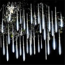 Instalatie de Craciun EDAR, Turturi Luminosi tip Meteori, 8 x 80 cm, Fir Transparent, Lumina Alb Rece, 288 LED-uri