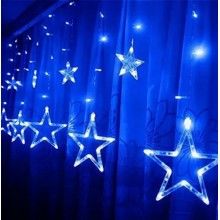 Instalatie Craciun EDAR, Perdea Stele Cazatoare, Lumini Led, 3M,Interconectabila ,8 Programe, Albastra