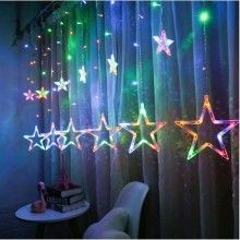 Instalatie Craciun EDAR, Perdea Stele Cazatoare, Lumini Led, 3M,Interconectabila ,8 Programe, Multicolor