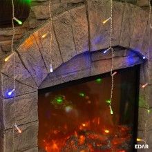 Instalatie Craciun Turturi EDAR tip Ghirlanda curgatoare cu Franjuri, Exterior/Interior, 8 jocuri de lumini, Fir Alb, Interco...