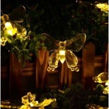 Ghirlanda Luminoasa EDAR Fluturasi, Interior/Exterior, Incarcare Solara Solara, 50 Led-Uri, Lungime 5 M, Protectie Ip44, Alb ...