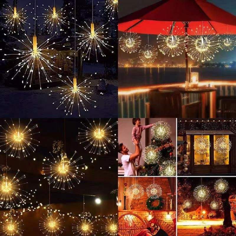 Instalatie De Craciun EDAR 5 Tip Focuri De Artificii Decorative, Interconectabila,500 Led, 8 Moduri De Iluminare, Lungime 5m,...