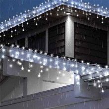 Instalatie Craciun Turturi EDAR tip Ghirlanda curgatoare cu Franjuri, Exterior/Interior, 8 jocuri de lumini, Fir Alb, Interco...
