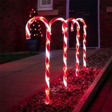 Instalatie Solara Decorativa de Craciun pentru Exterior EDAR, Set 5 Decoratiuni Luminoase tip Acadele, Incarcare Solara, Inat...