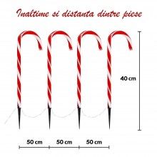 Instalatie Solara Decorativa de Craciun pentru Exterior EDAR, Set 5 Decoratiuni Luminoase tip Acadele, Incarcare Solara, Inat...