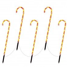 Instalatie Solara Decorativa de Craciun pentru Exterior EDAR, Set 5 Decoratiuni Luminoase tip Acadele, Incarcare Solara, Inat...