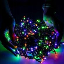 Instalatie De Craciun Liniara SIKS, 30 M, 400 LED -uri, Cu 8 jocuri de lumini, Pentru Exterior/Interior, Fir Verde Inchis, Mu...