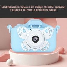 Camera Foto/Video SIKS Pentru Copii Model Fluture, Ecran LCD De 2.0 Inch, Camera Duala, Jocuri, Rezolutie Foto 20MP, Video 10...