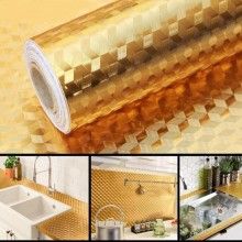 Folie autoadeziva EDAR bucatarie, tip rola aluminiu, 60cm x3m, Auriu Folie autoadeziva EDAR bucatarie, tip rola aluminiu, 60cm x3m, Auriu
