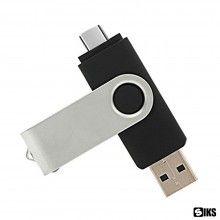 Stick Memorie SIKS, 32 GB, 2 IN 1, cu USB 2.0 si Type-C, Rotativ 360⁰, Waterproof, Compatibil cu Smart Phone, Computer, Table...