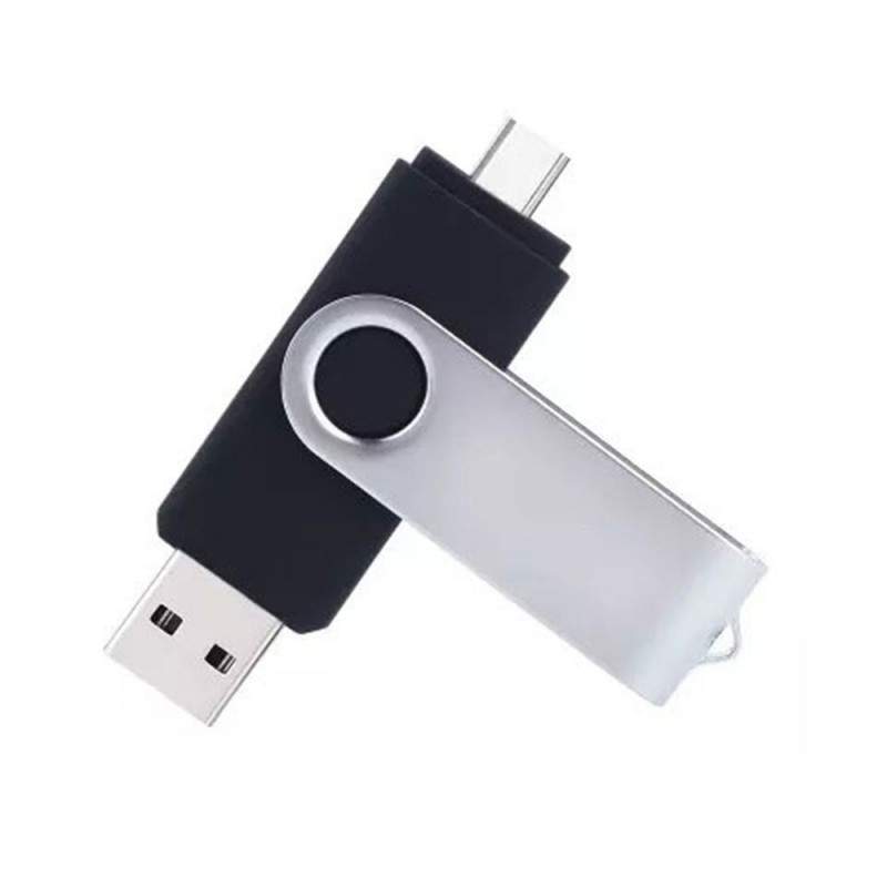 Stick Memorie SIKS, 128 GB, 2 IN 1, cu USB 2.0 si Type-C, Rotativ 360⁰, Waterproof, Compatibil cu Smart Phone, Computer, Tabl...