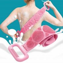Banda Pentru Igiena Corporala EDAR, 2in1, Masaj Si Exfoliere, Activeaza circulatia, Silicon moale, 71.5x7.5, Roz