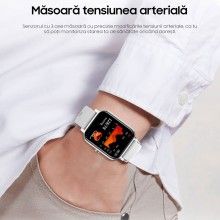 Ceas Smartwatch SIKS, Termometru, Saturatie Oxigen, Ritm Cardiac, Tensiune Arteriala, Notificari, Pedometru, Monitorizare som... Ceas Smartwatch SIKS, Termometru, Saturatie Oxigen, Ritm Cardiac, Tensiune Arteriala, Notificari, Pedometru, Monitorizare som...