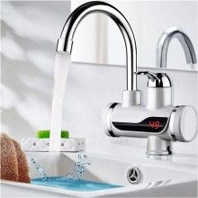 Robinet electric instant EDAR, Montare pe Chiuveta, Incalzire Rapida a Apei, Afisaj LCD al Temperaturii, Rotatie 360 Grade, Alb