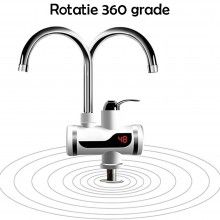 Robinet electric instant EDAR, Montare pe Chiuveta, Incalzire Rapida a Apei, Afisaj LCD al Temperaturii, Rotatie 360 Grade, Alb Robinet electric instant EDAR, Montare pe Chiuveta, Incalzire Rapida a Apei, Afisaj LCD al Temperaturii, Rotatie 360 Grade, Alb
